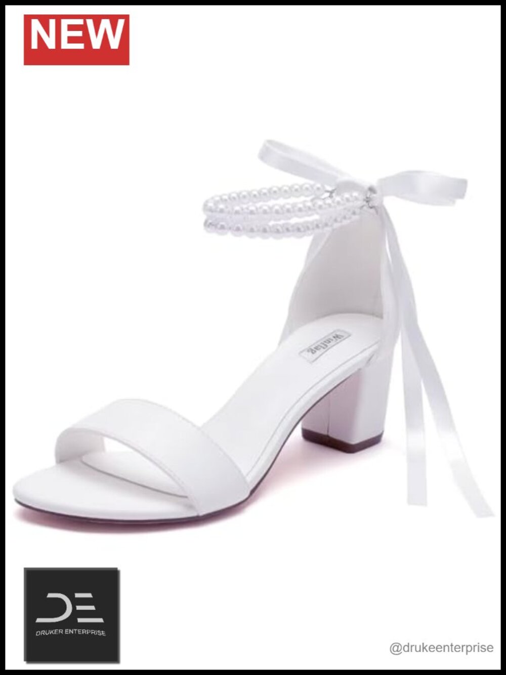 Pearl Wedding Shoes Open Toe Block Heel Sandals for Bride